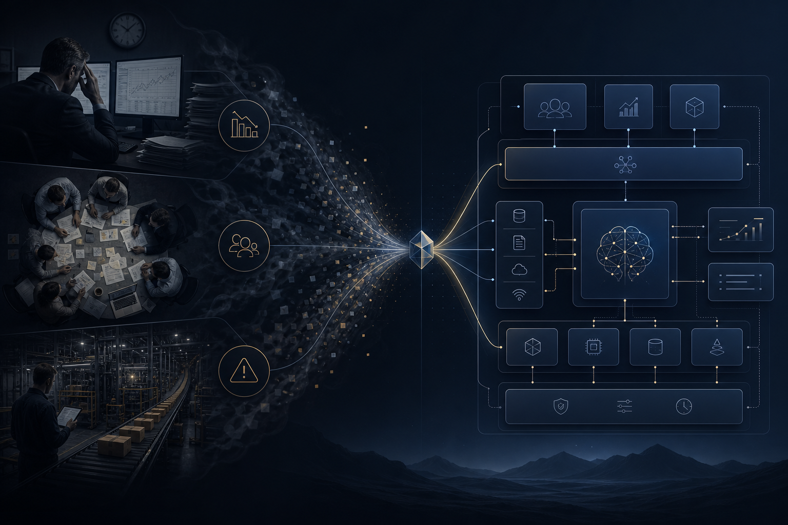 Research illustration for Good AI architecture starts with business pressure